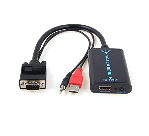 BOXNUBE Premium VGA + Audio to HDMI Video Converter Adapter Cable Supports 1080P HD Audio for TV HDTV PC (Black) BOXNUBE Premium VGA + Audio to HDMI Video Converter Adapter Cable Supports 1080P HD Audio for TV HDTV PC (Black)